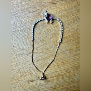 Sparkling diamond (faux) and purple elephant bracelet